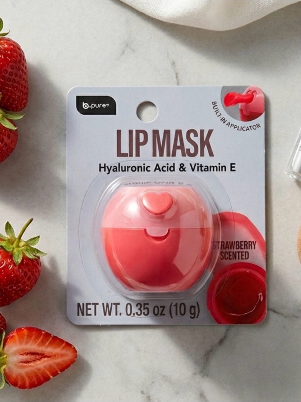 Pink Lip Mask with Hyaluronic Acid & Vitamin E - Strawberry Scented